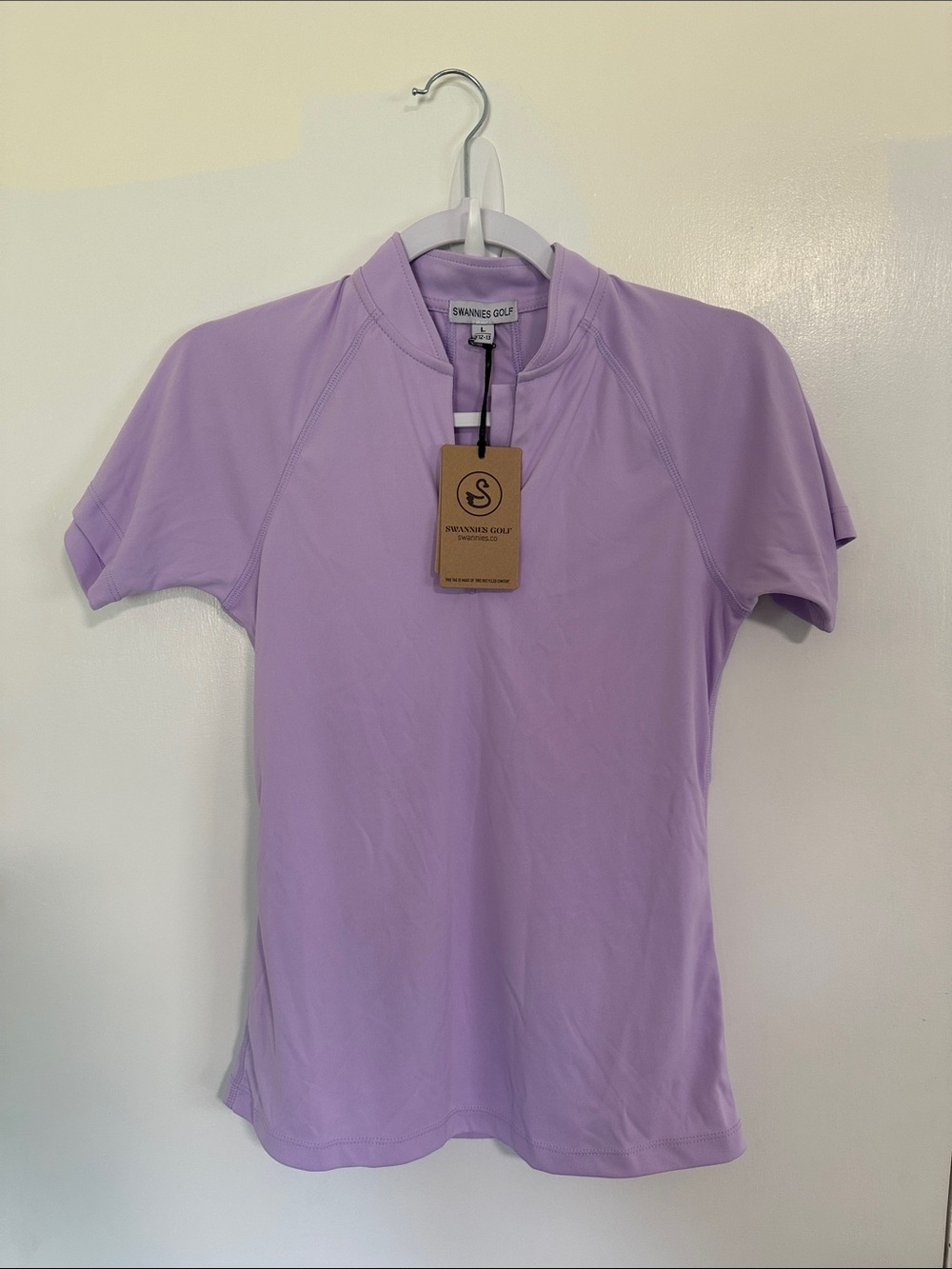 Swannies Golf Lavender Short Sleeve Performance Tee NWT size L